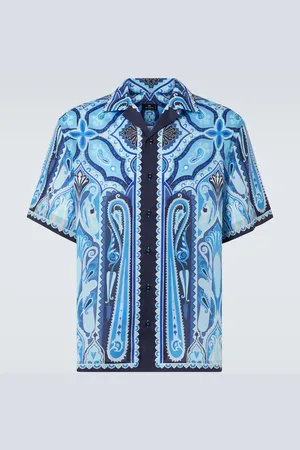 Etro Printed cotton bowling shirt