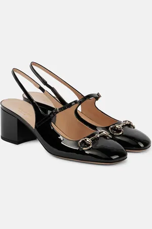 Gucci Horsebit 55 patent leather slingback pumps