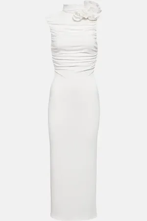 MAGDA BUTRYM Bridal floral-applique ruched midi dress
