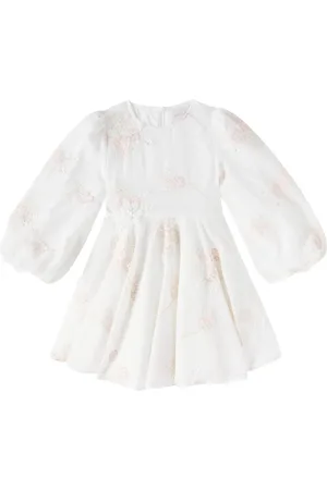 Petite Amalie Floral-applique puff-sleeve cotton dress