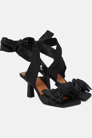 Ganni Bow-trimmed lace-up sandals