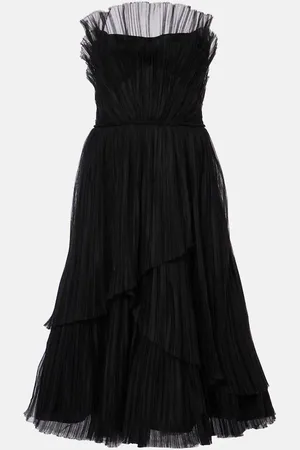 Costarellos Dorea plisse tiered cocktail dress