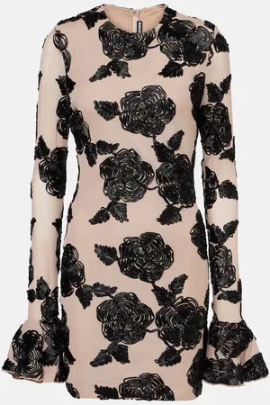 ROTATE Floral mesh minidress