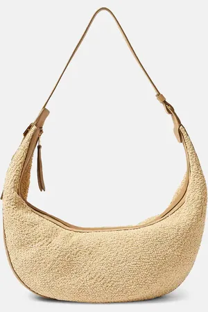 Khaite Augustina suede-trimmed raffia shoulder bag