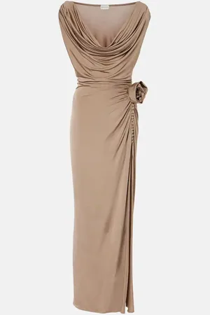 MAGDA BUTRYM Floral-applique jersey midi dress