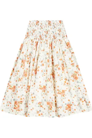 Petite Amalie Shirred floral cotton skirt