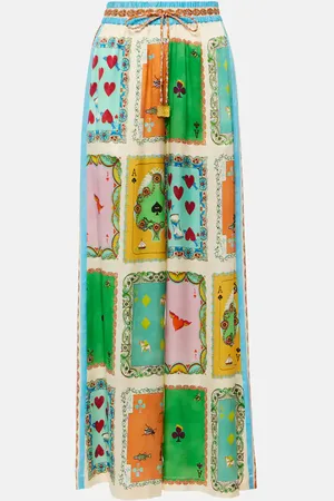 ALÉMAIS Rummy printed silk satin palazzo pants