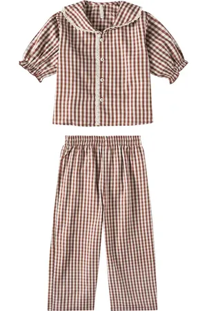 Rylee + Cru Gingham ruffled pajamas