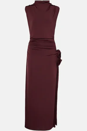 MAGDA BUTRYM Floral-applique draped midi dress