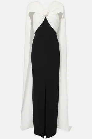 Roland Mouret Caped floral-applique cady gown