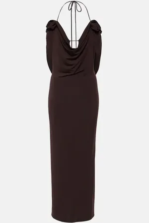 MAGDA BUTRYM Floral-applique draped midi dress