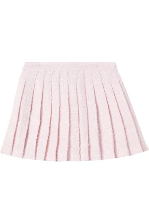 Self-Portrait Pleated boucle skirt