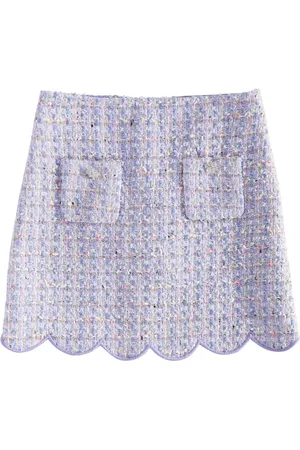 Self-Portrait Scalloped boucle skirt