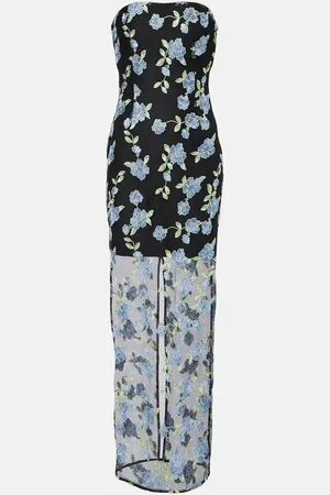 ROTATE Floral mesh tube dress