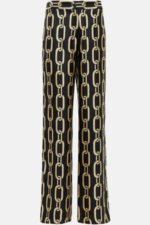 NILI LOTAN Germaine printed silk straight pants