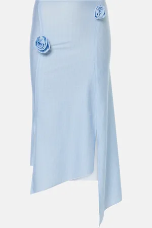 COPERNI Floral-applique asymmetric midi skirt