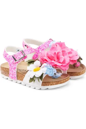 MONNALISA Floral-applique glitter sandals