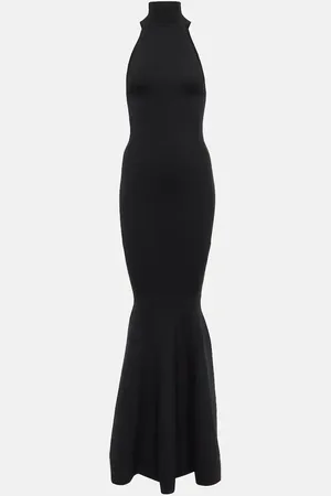 Nina Ricci High-neck wool-blend maxi gown