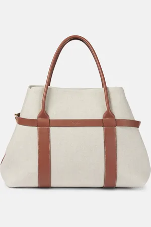 Loro Piana Ghiera Large leather-trimmed canvas shopper