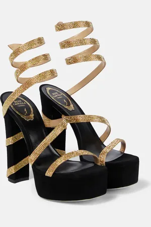 RENE CAOVILLA Embellished suede-effect platform sandals