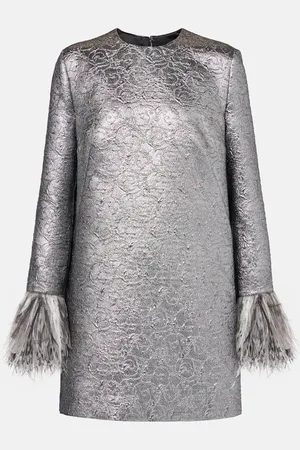 Dolce & Gabbana Feather-trimmed lame minidress