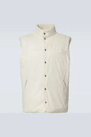 Brunello Cucinelli Shearling-trimmed gabardine down vest