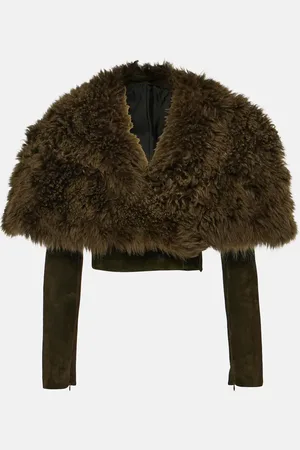 Alaïa Cropped shearling and suede jacket