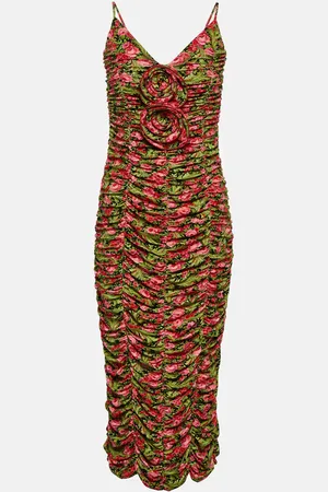 MAGDA BUTRYM Floral-applique ruched jersey midi dress