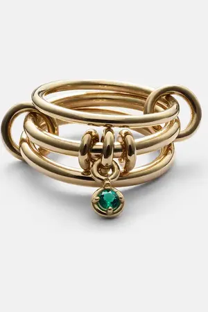 SPINELLI KILCOLLIN Piera 18kt linked rings with emerald