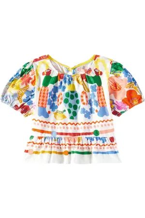 FÁBULA Recanto printed ruffled cotton top