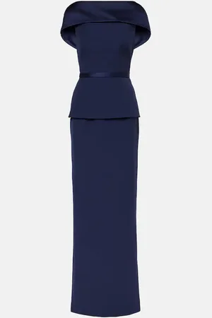 Safiyaa Rella draped peplum heavy crepe midi dress