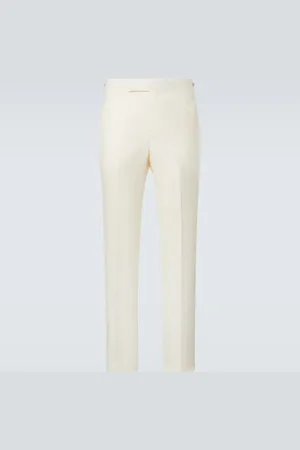 GABRIELA HEARST Flat Front wool, silk and linen suit pants
