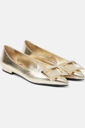 Roger Vivier Gommettine metallic leather ballet flats