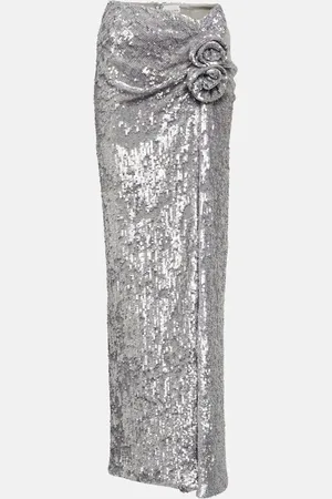 MAGDA BUTRYM Floral-applique sequined maxi skirt