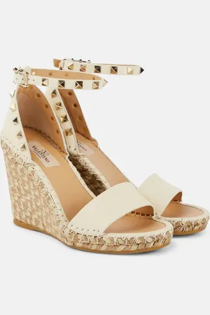 VALENTINO GARAVANI Rockstud 105 leather espadrille wedges
