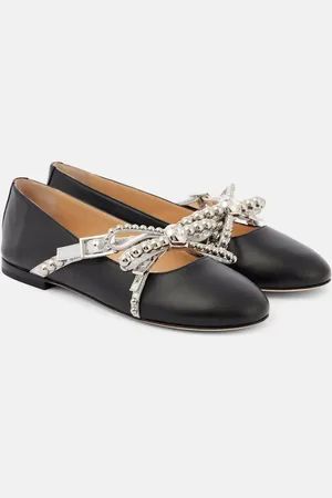Mach & Mach Embellished leather ballet flats
