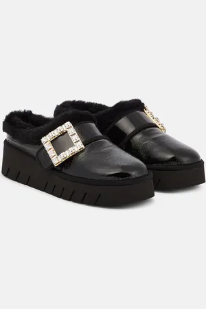 Roger Vivier Viv Winter platform leather mules