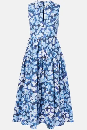 Erdem Floral-applique ruffled cotton cocktail dress