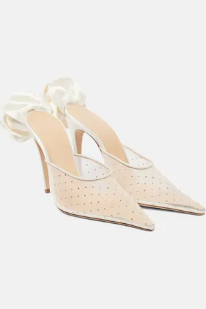 MAGDA BUTRYM Floral-applique embellished mesh mules