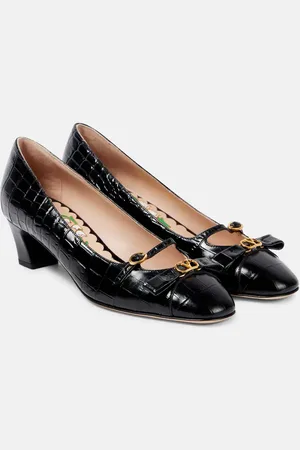 VALENTINO GARAVANI Bowow 45 croc-effect leather pumps