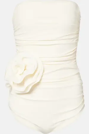 MAGDA BUTRYM Floral-applique ruched swimsuit
