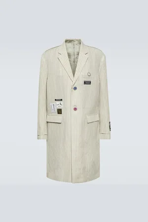 UNDERCOVER Applique pinstripe wool and linen coat