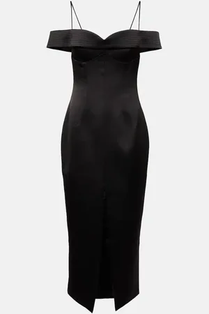 Rasario Off-shoulder satin midi dress