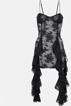 Oseree Ruffled lace minidress
