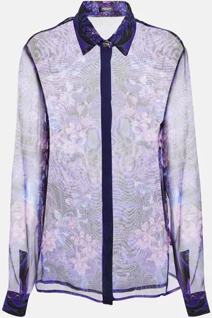 VERSACE Floral silk chiffon shirt