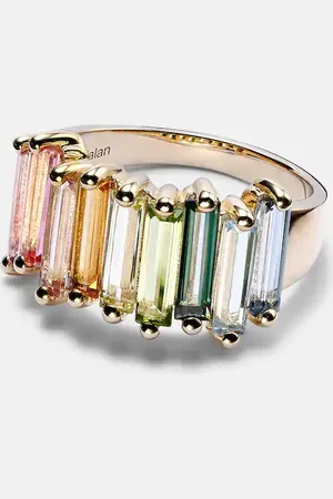 Suzanne Kalan Rainbow 14kt gold ring with topazes