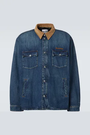 Miu Miu Corduroy-trimmed denim down jacket