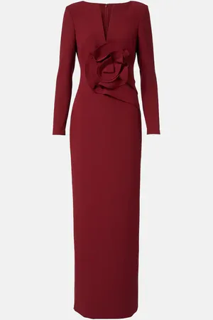 Roland Mouret Floral-applique crepe gown