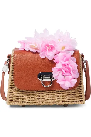 MONNALISA Floral-applique woven crossbody bag