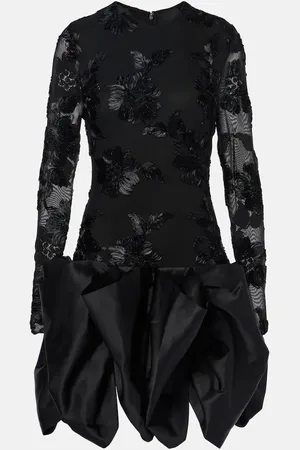 ROTATE Floral embroidered satin minidress